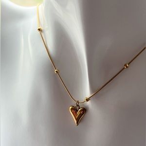 NEW 18k Gold Heart Pendant chain necklace stainless steel